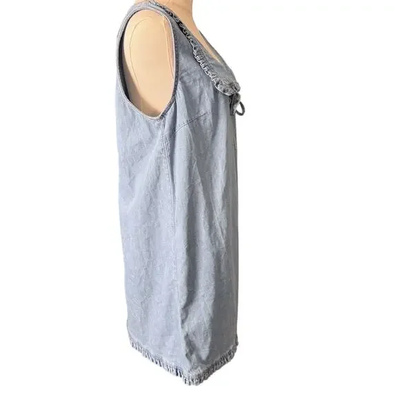 100. NEW Without tag American Eagle Button Front Denim Style Blue Dress SZ:M - Picture 2 of 5